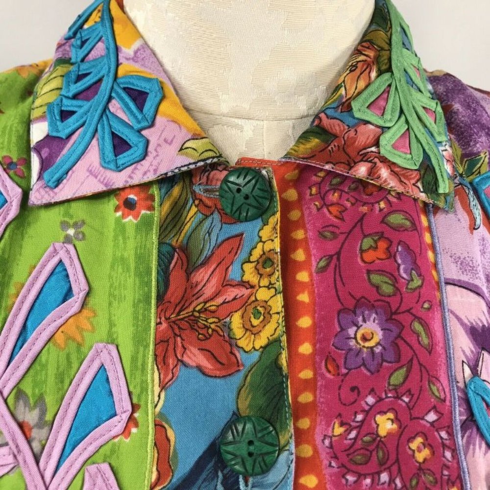 Sandy Starkman M Jacket Patchwork Floral 90s Bold - image 6